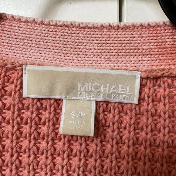 Michael Michael Kors Cardigan Womens S Pink Chunky Knit Open Front - Picture 3 of 7